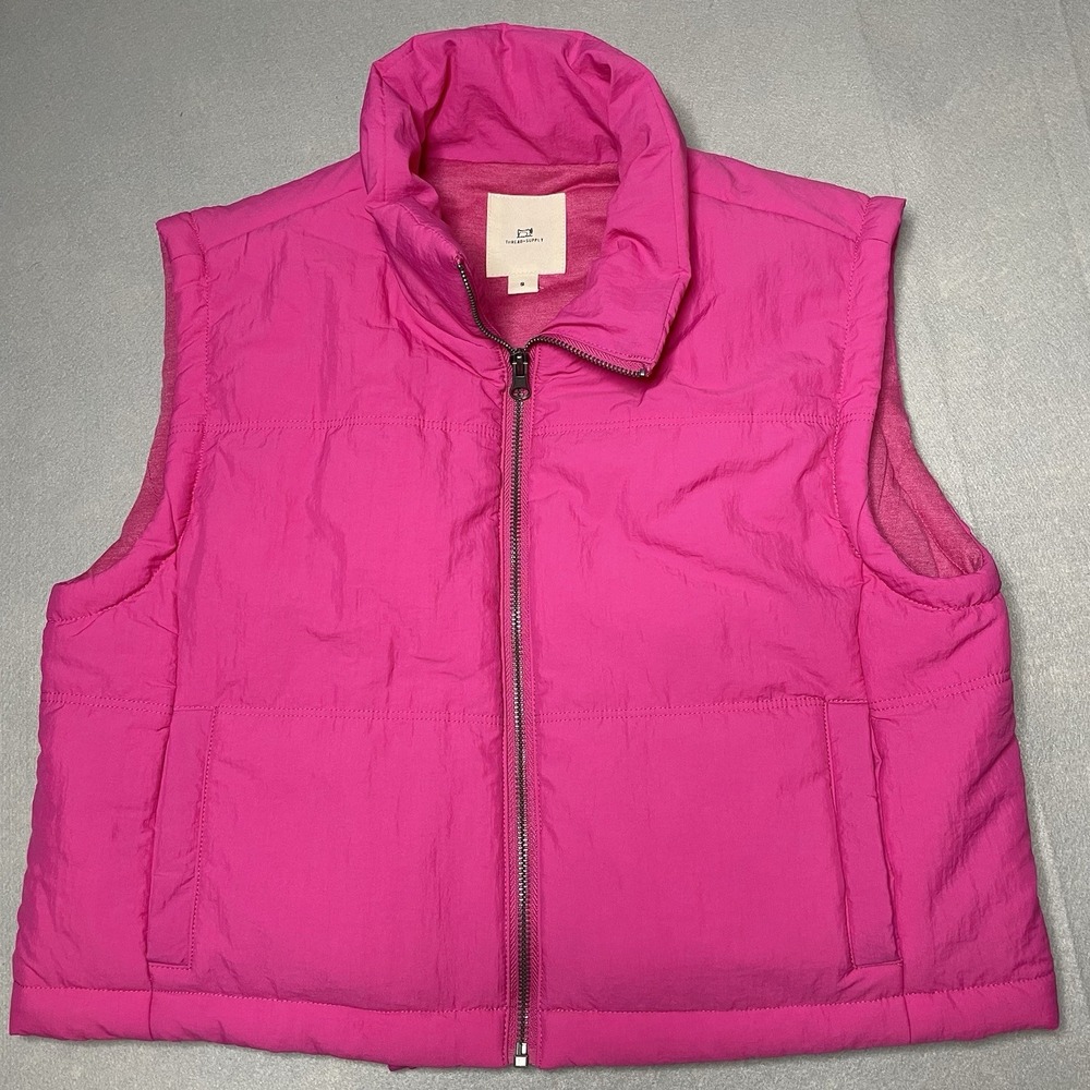 Puffer Puffy Vest Women's Small Hot Pink Winter Soft Cozy Thread & Supply